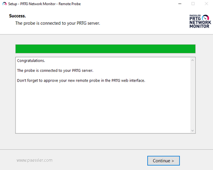 Remote Probe Setup Successful